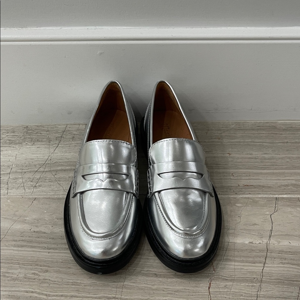 Madewell Women’s Shiny Silver Loafers